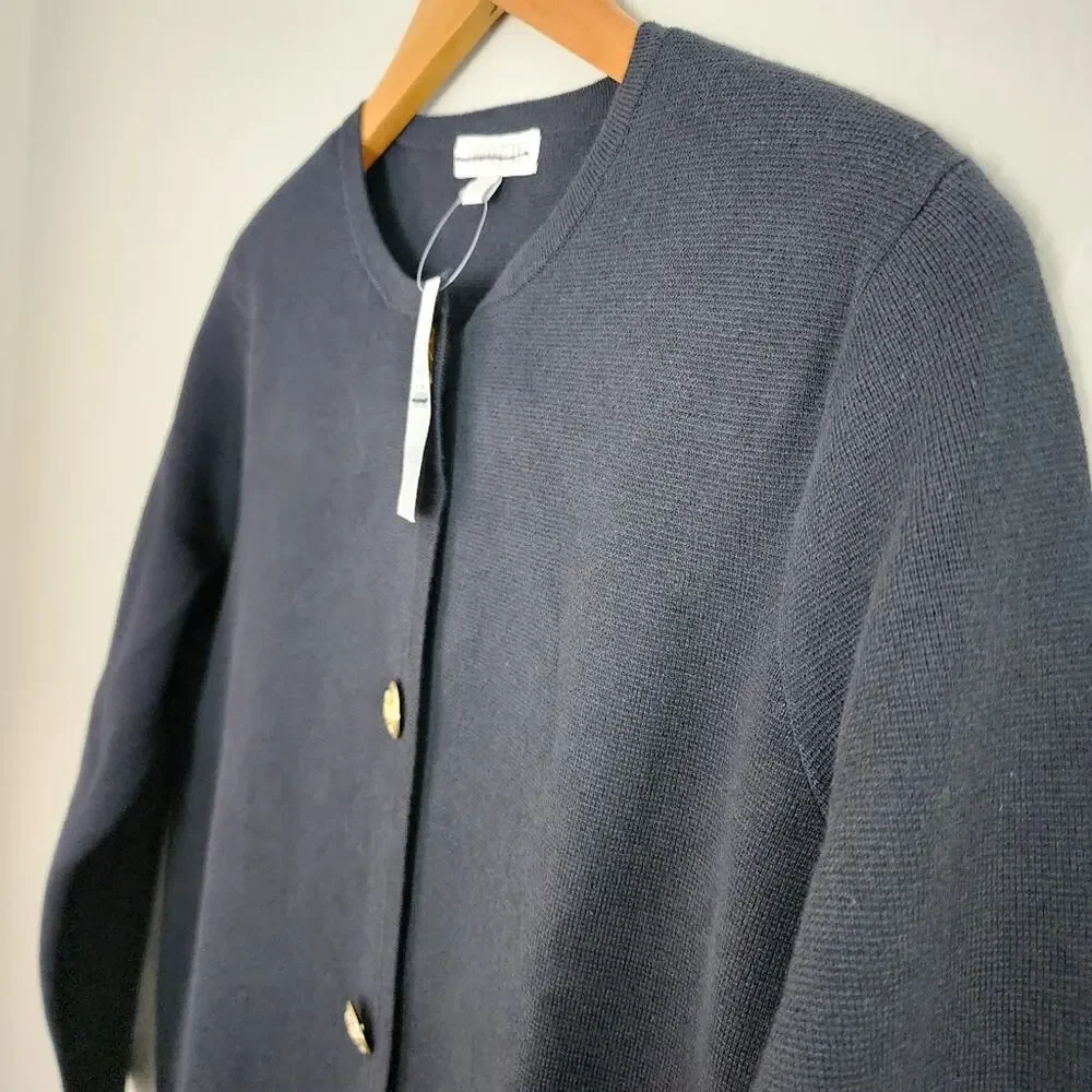 J. Crew Giselle Sweater Blazer in Black Gold Crest Buttons NWT Size XS CF095